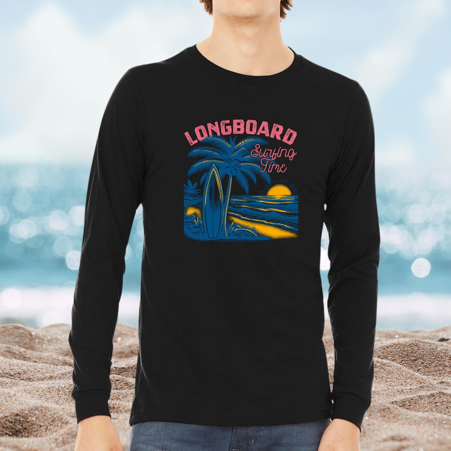 Longboard Surfing Long Sleeve Tee