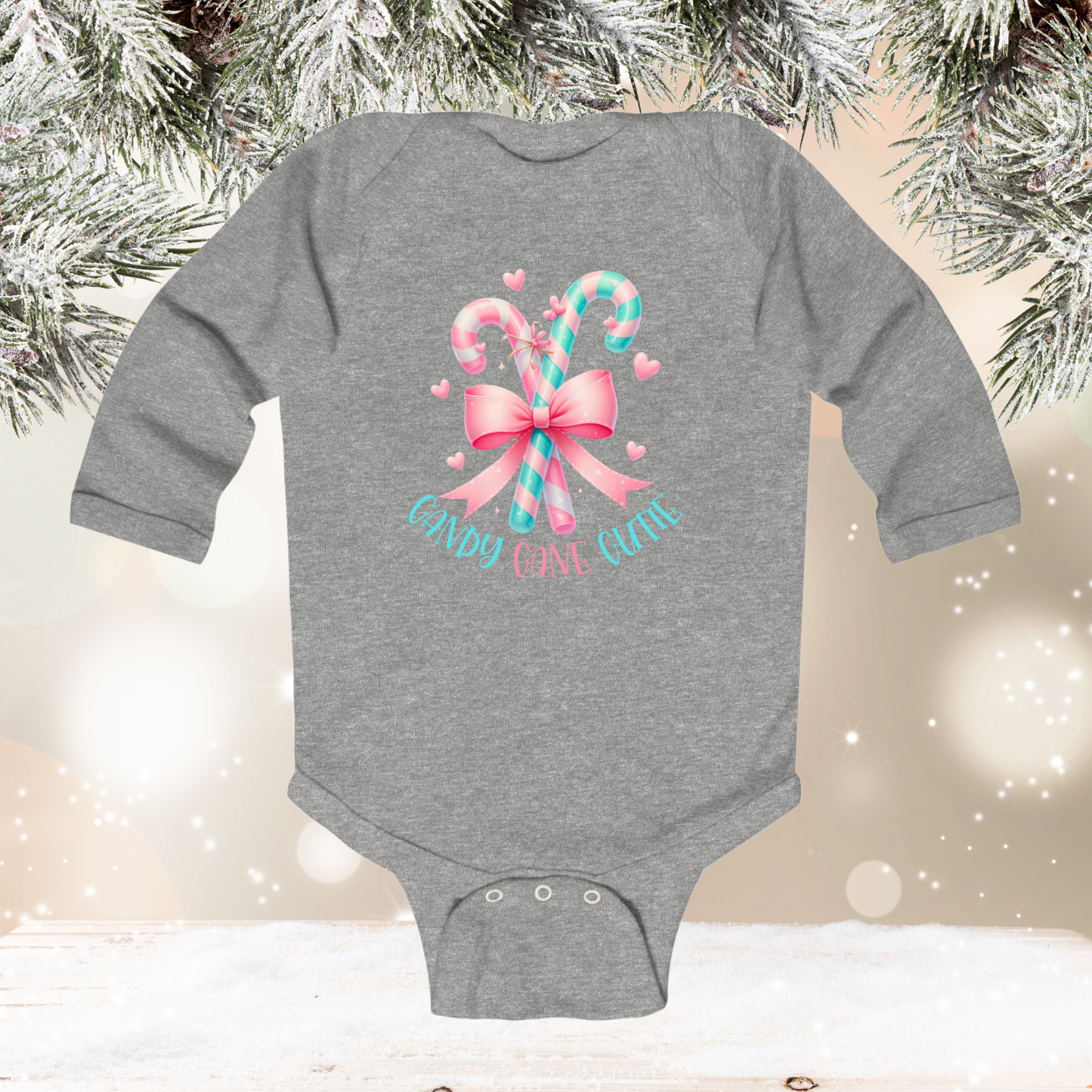 Candy Cane Cutie Infant Long Sleeve Onesie