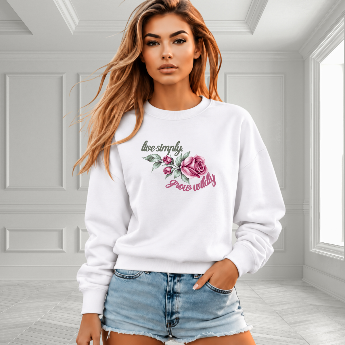 Live Simply, Grow Wildly Crewneck Sweatshirt