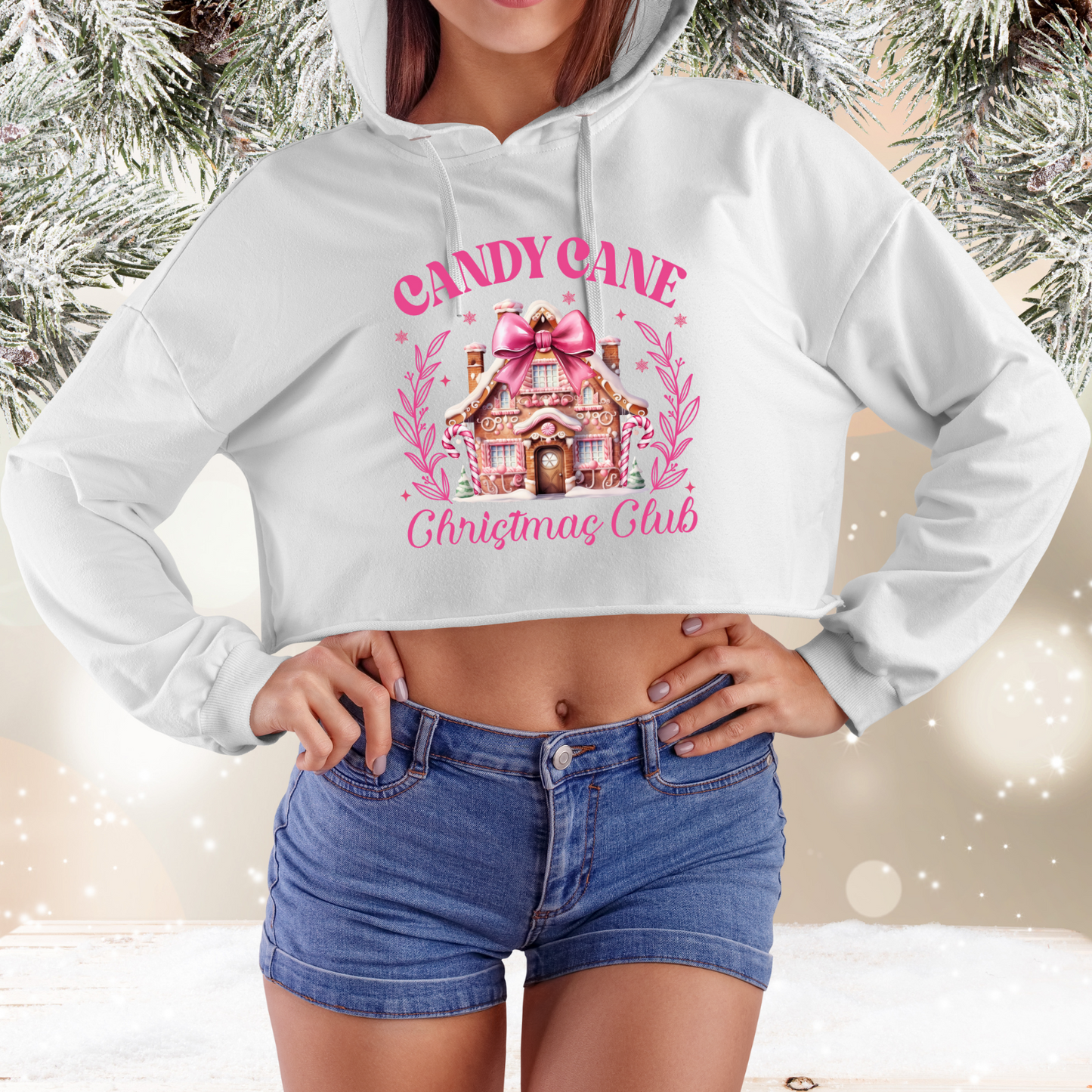Candy Cane Christmas Club Crop Hoodie