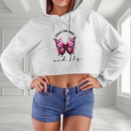 Spread Your Wings And Fly Crop Hoodie