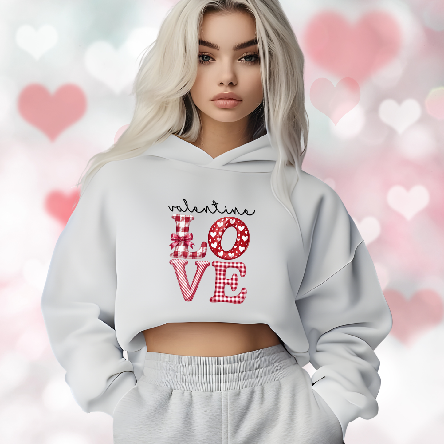 Valentine Love Crop Hoodie