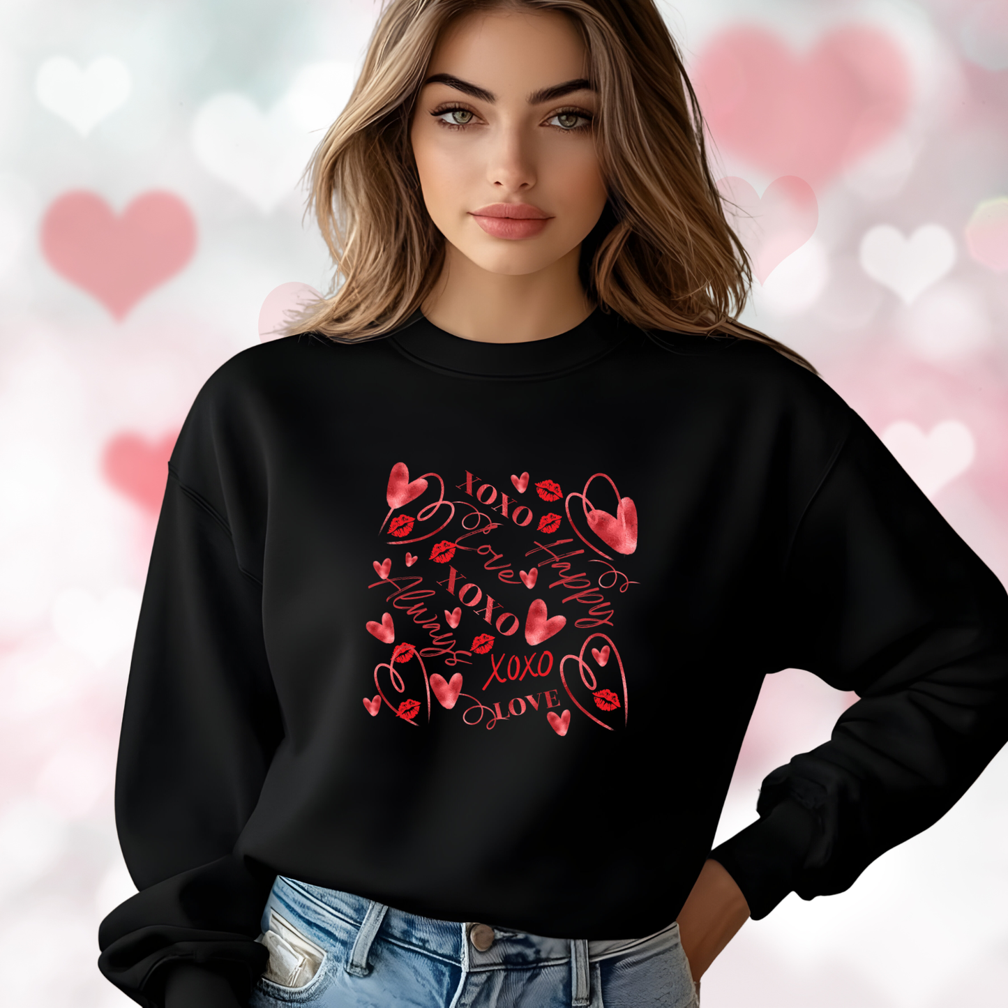 Valentine Word Art Crewneck Sweatshirt