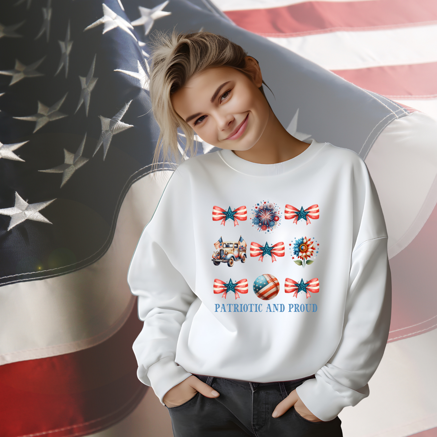 Patriotic And Proud Crewneck Sweatshirt