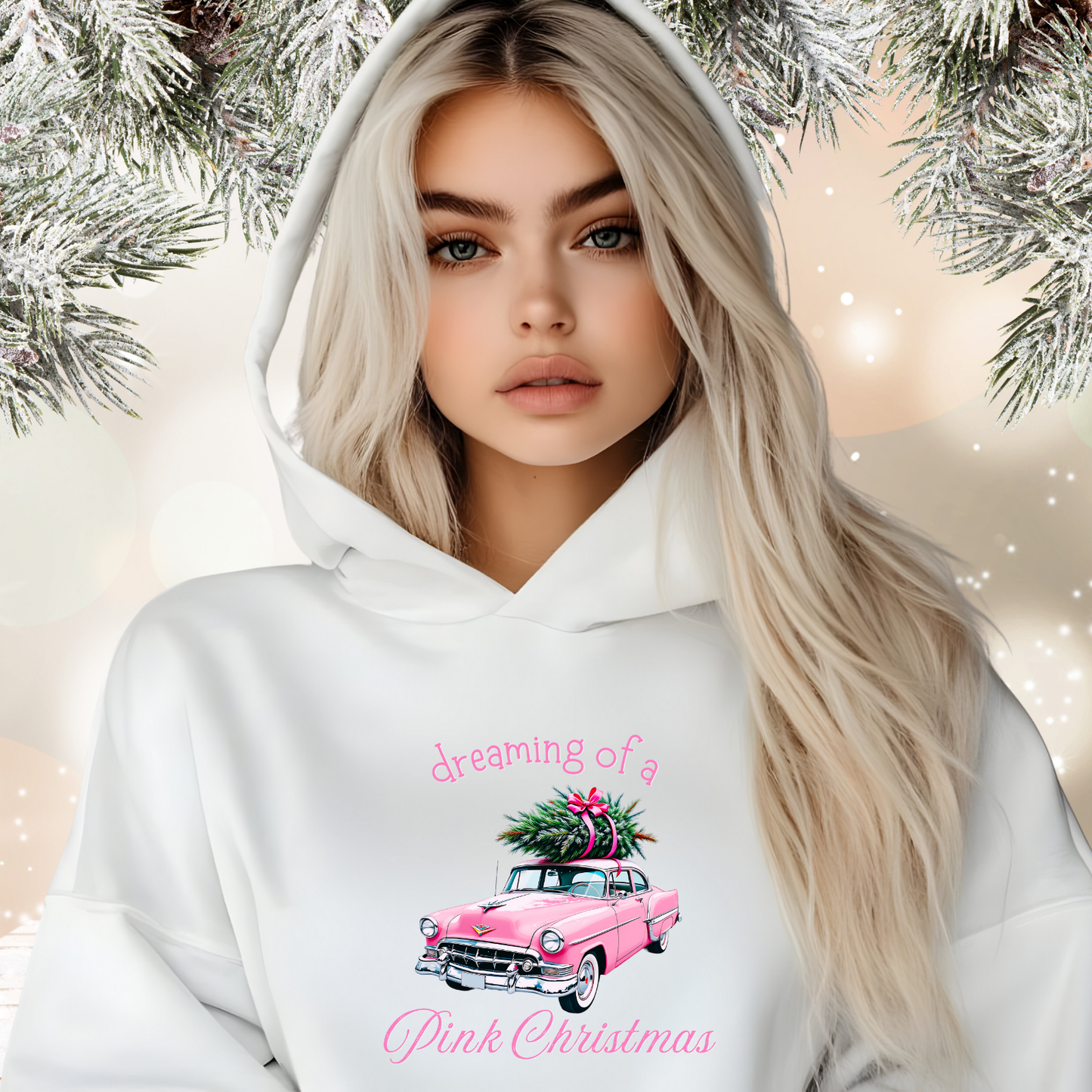 Dreaming Of A Pink Christmas Crop Hoodie