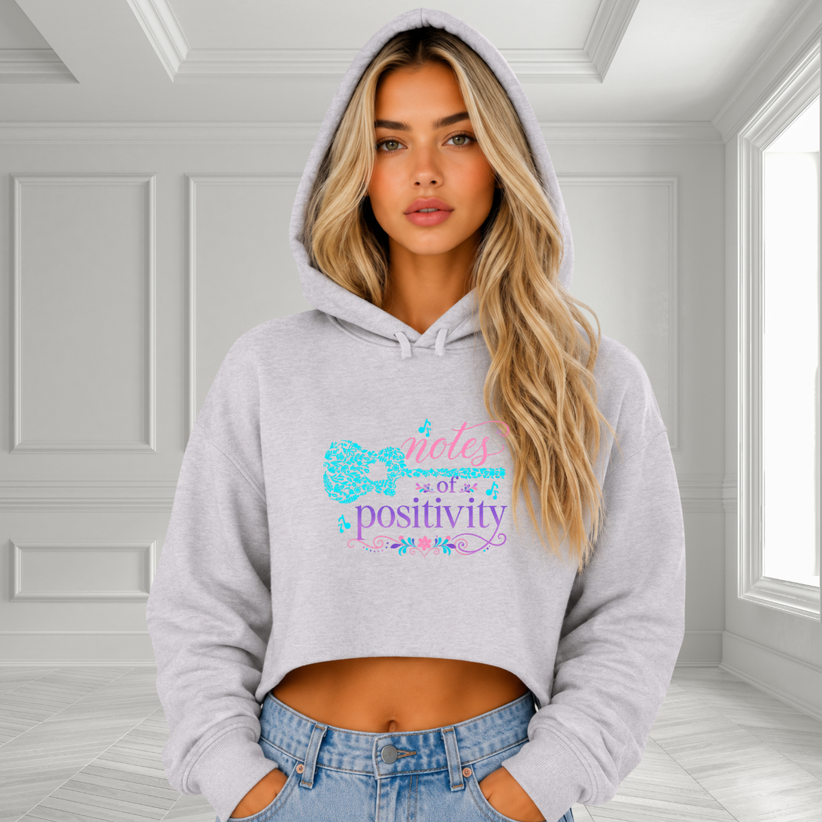 Notes Of Positivity Crop Hoodie