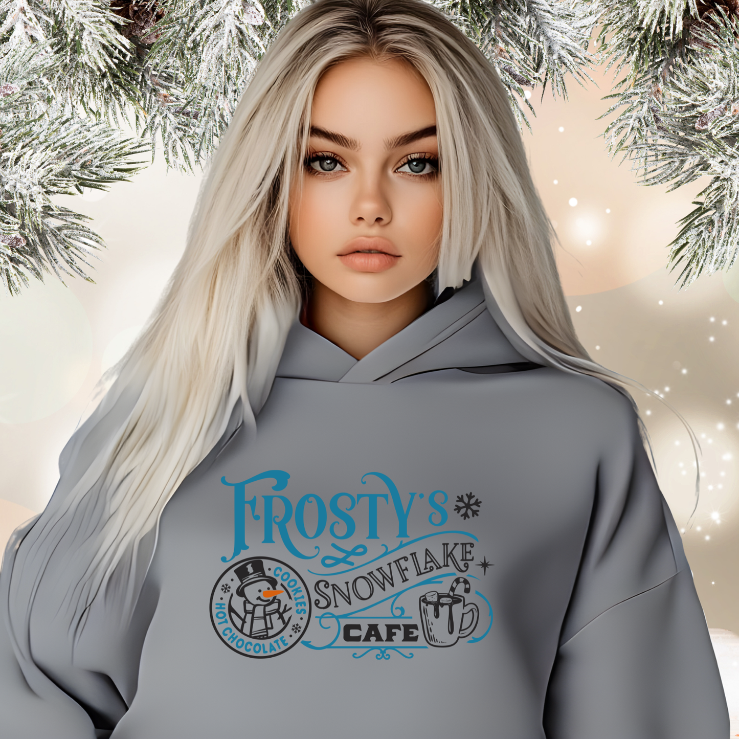 Frosty’s Snowflake Cafe Crop Hoodie