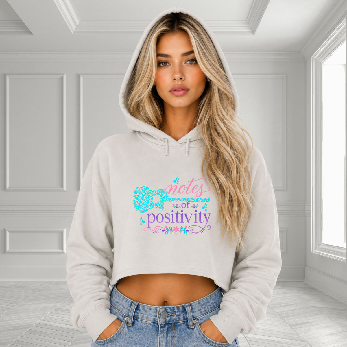Notes Of Positivity Crop Hoodie