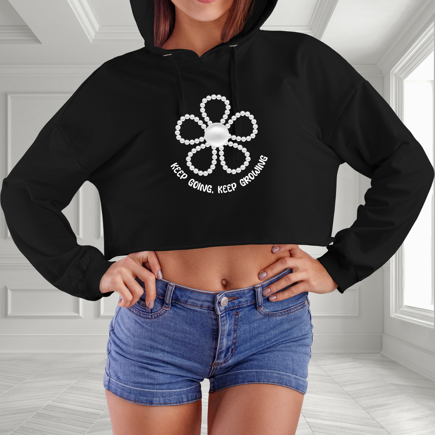 Keep Going, Keep Growing Crop Hoodie