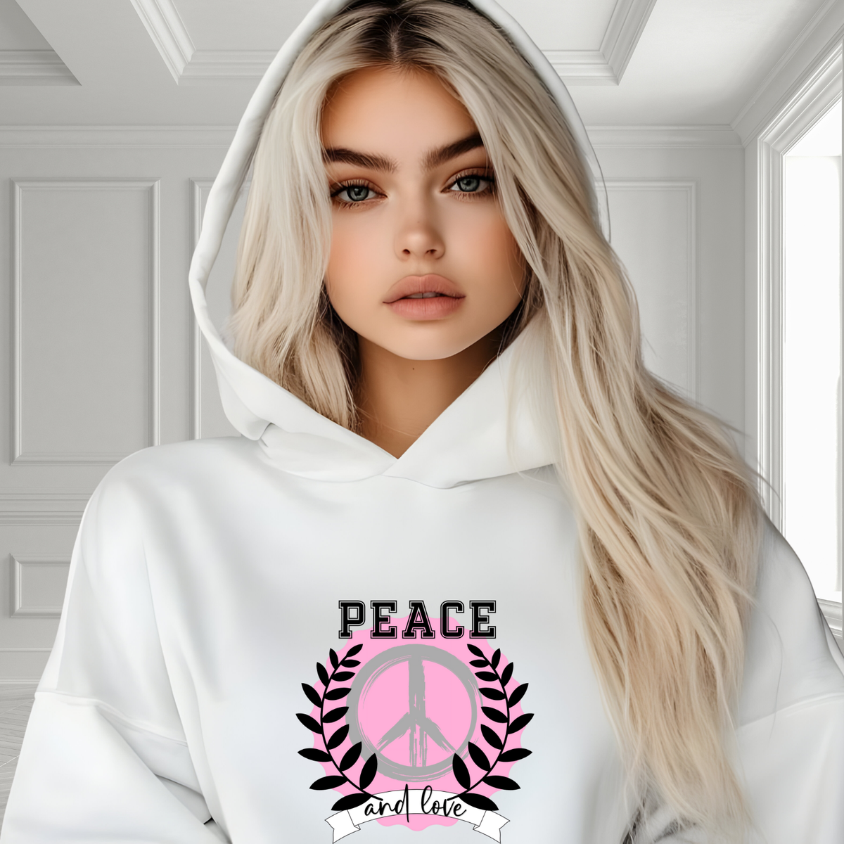 Peace And Love Crop Hoodie