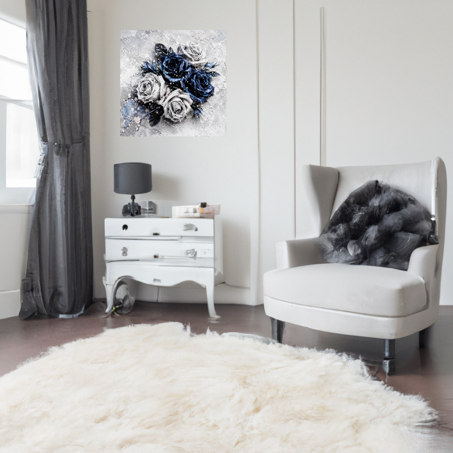 Sapphire Bloom Canvas Wall Art