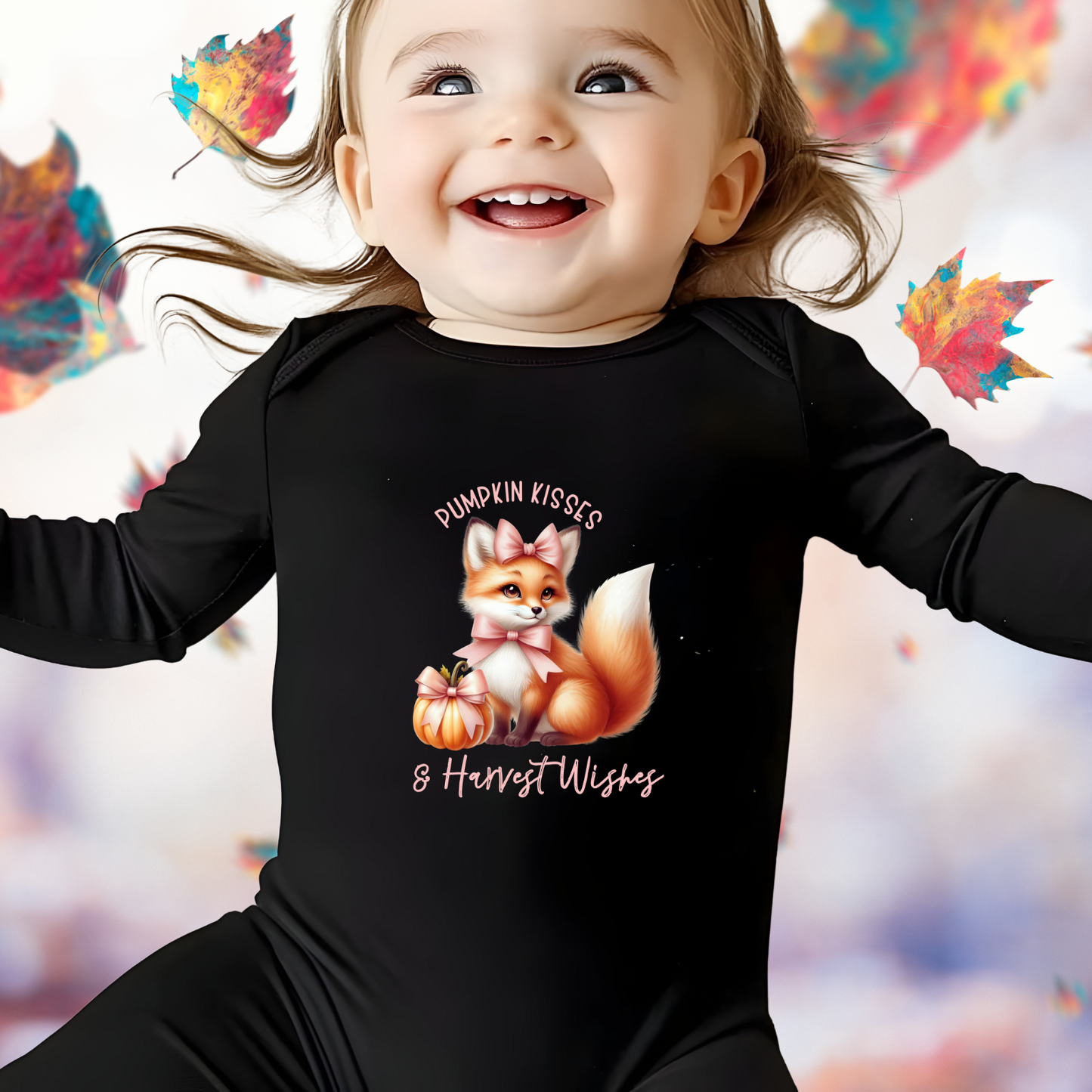 Pumpkin Kisses & Harvest Wishes Infant Long Sleeve Onesie