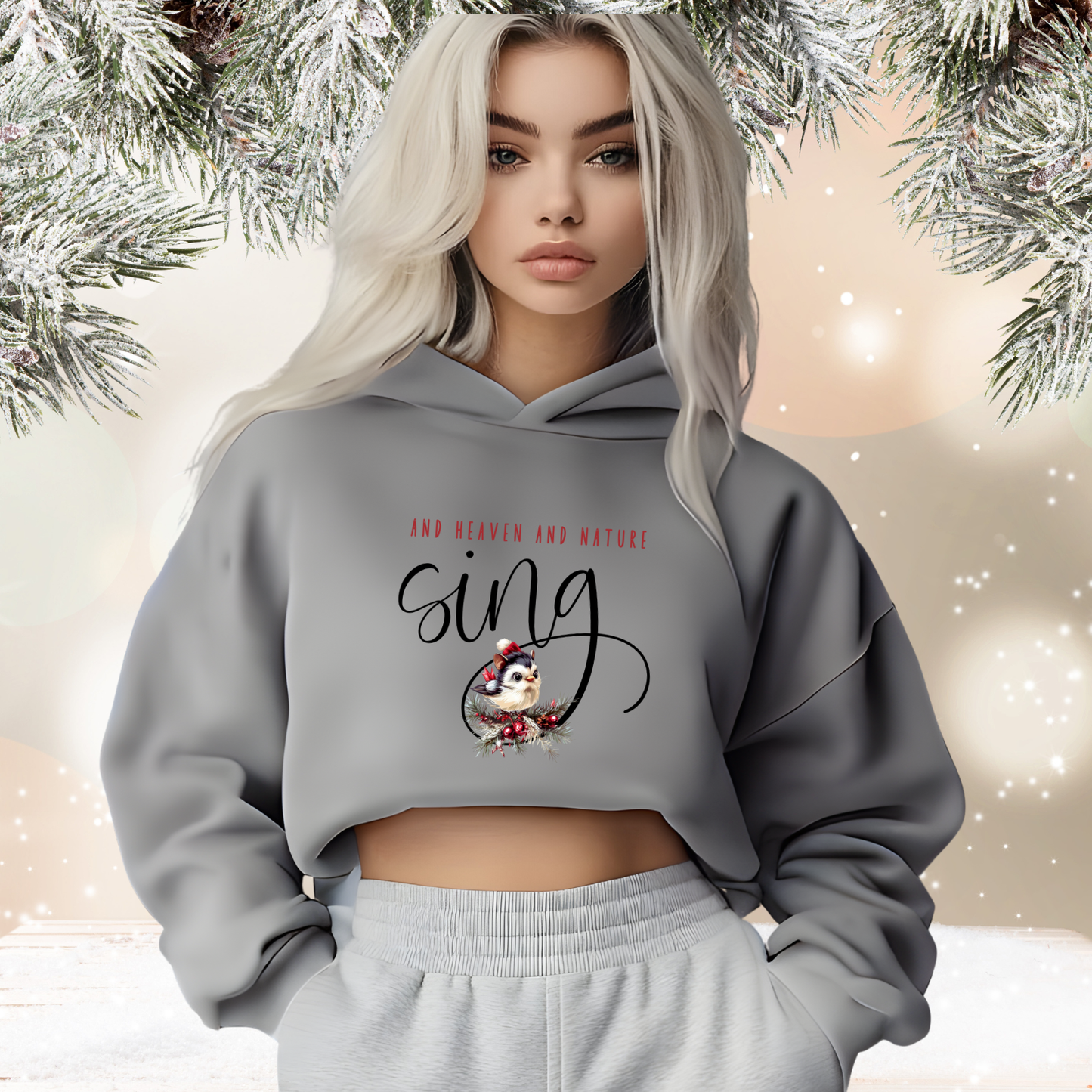 And Heaven And Nature Sing Crop Hoodie
