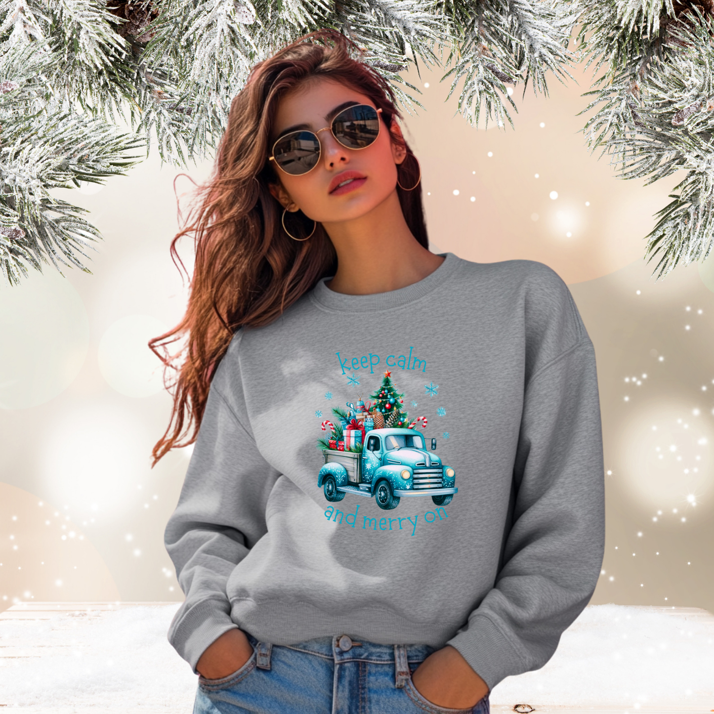 Keep Calm And Merry On Crewneck Sweatshirt