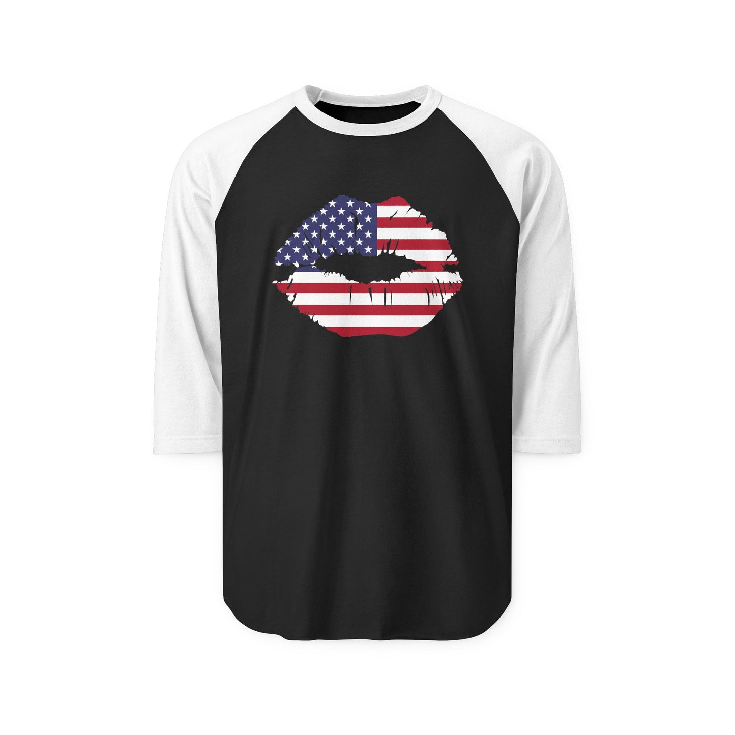 American Flag Lips Baseball Tee
