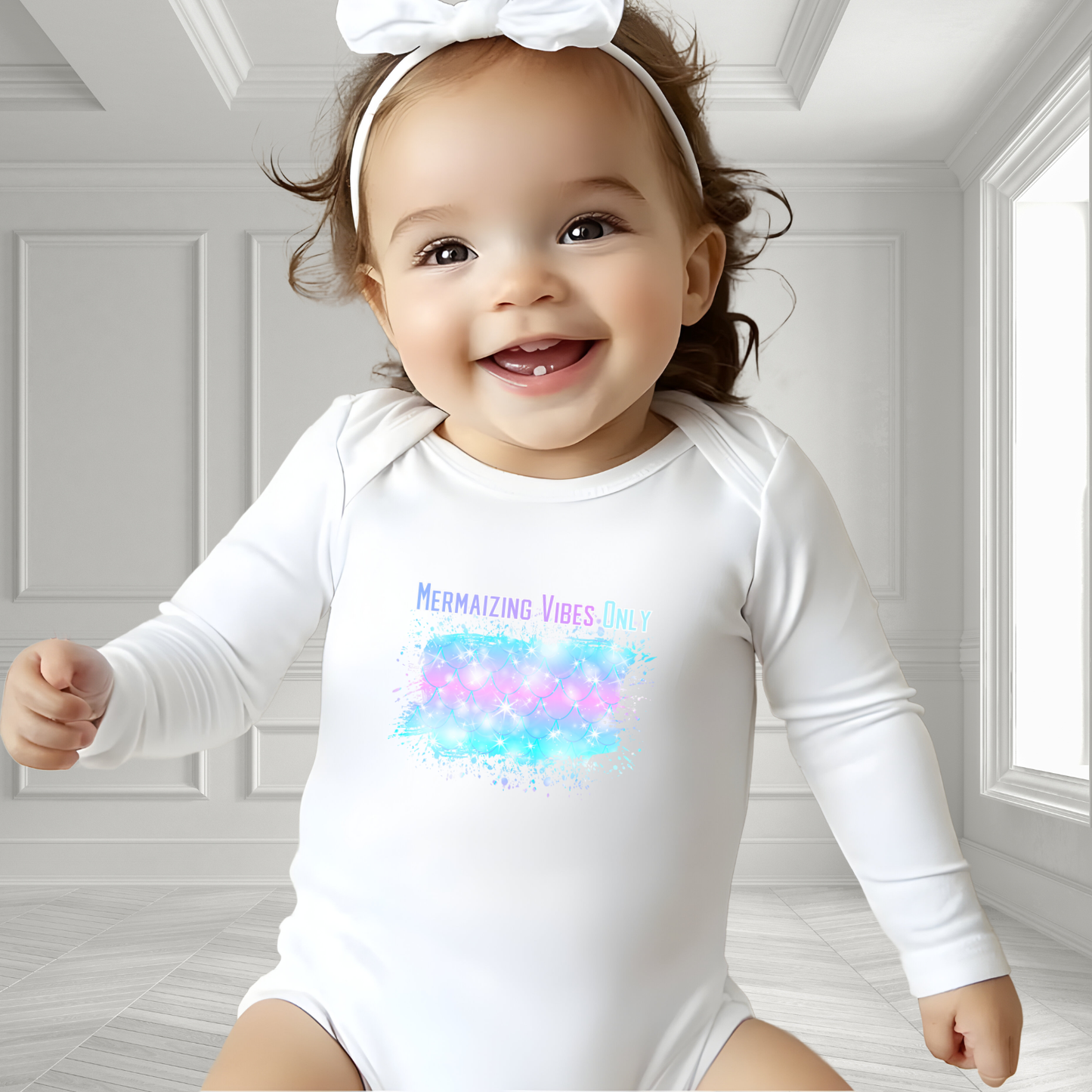 Mermaizing Vibes Only Infant Long Sleeve Onesie