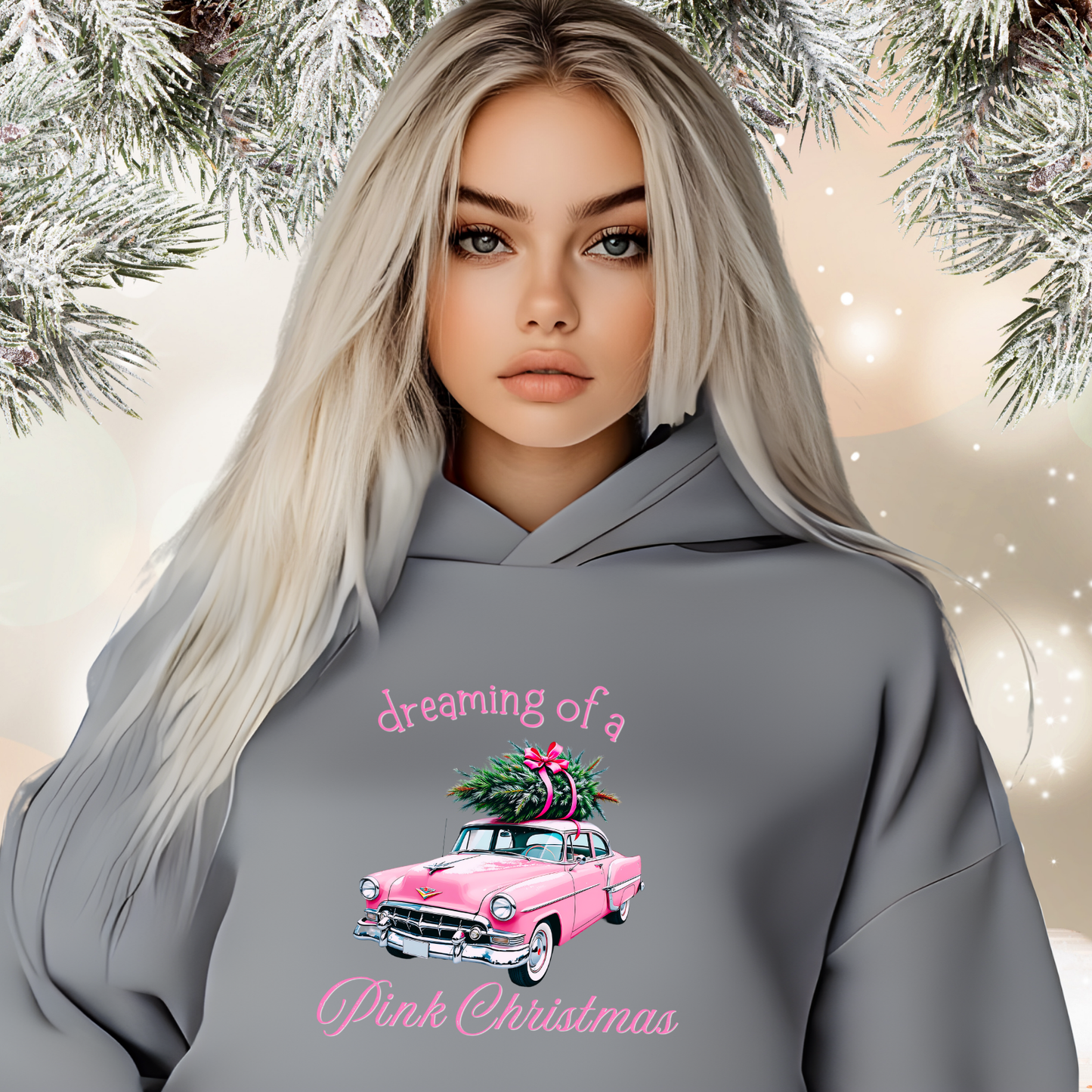 Dreaming Of A Pink Christmas Crop Hoodie