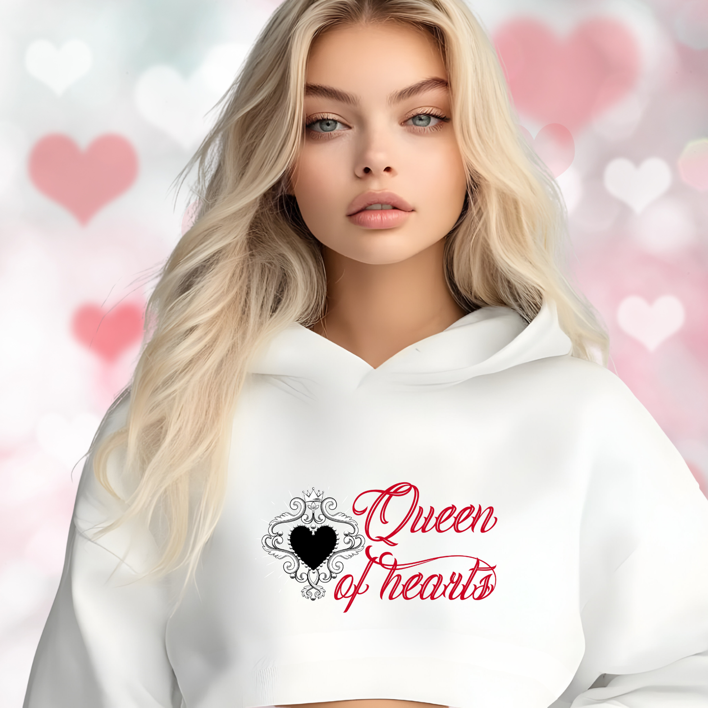 Queen Of Hearts Crop Hoodie
