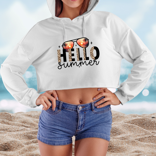 Hello Summer Crop Hoodie