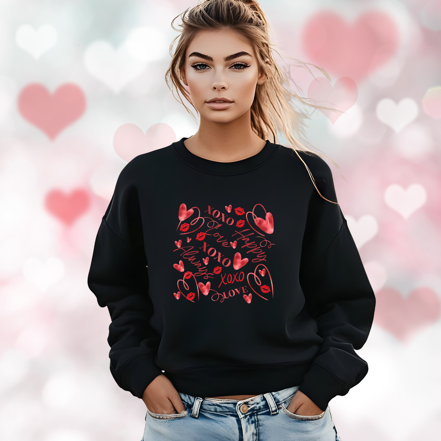 Valentine Word Art Crewneck Sweatshirt