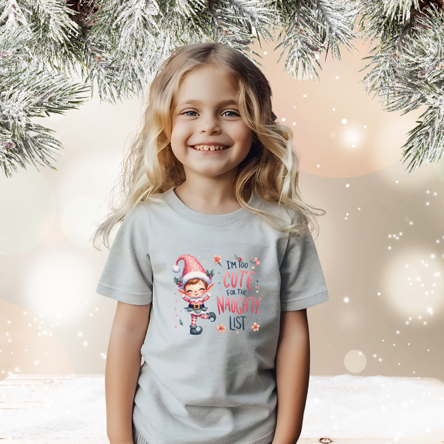 Too Cute For The Naughty List Kid’s T-Shirt