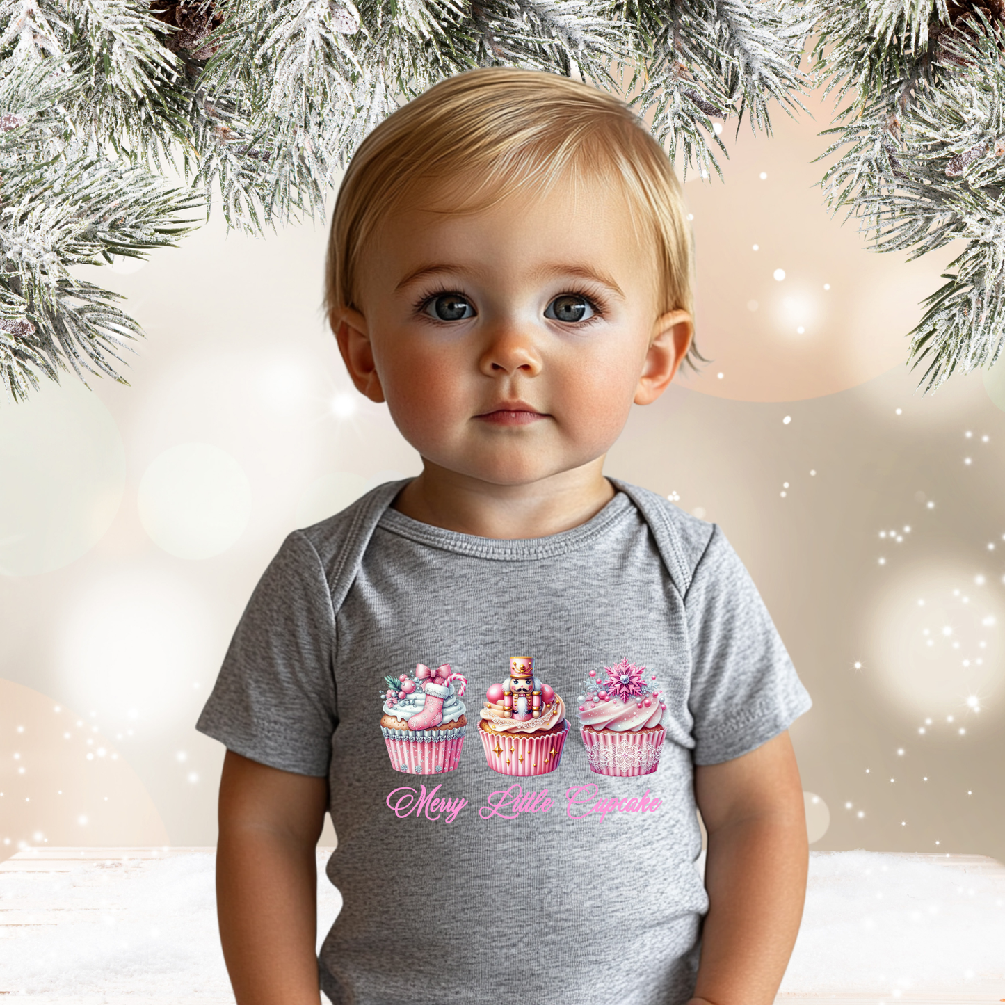 Merry Little Cupcake Infant Short Sleeve Onesie
