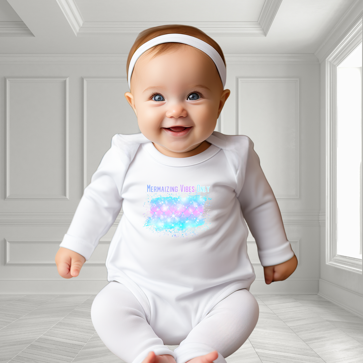Mermaizing Vibes Only Infant Long Sleeve Onesie