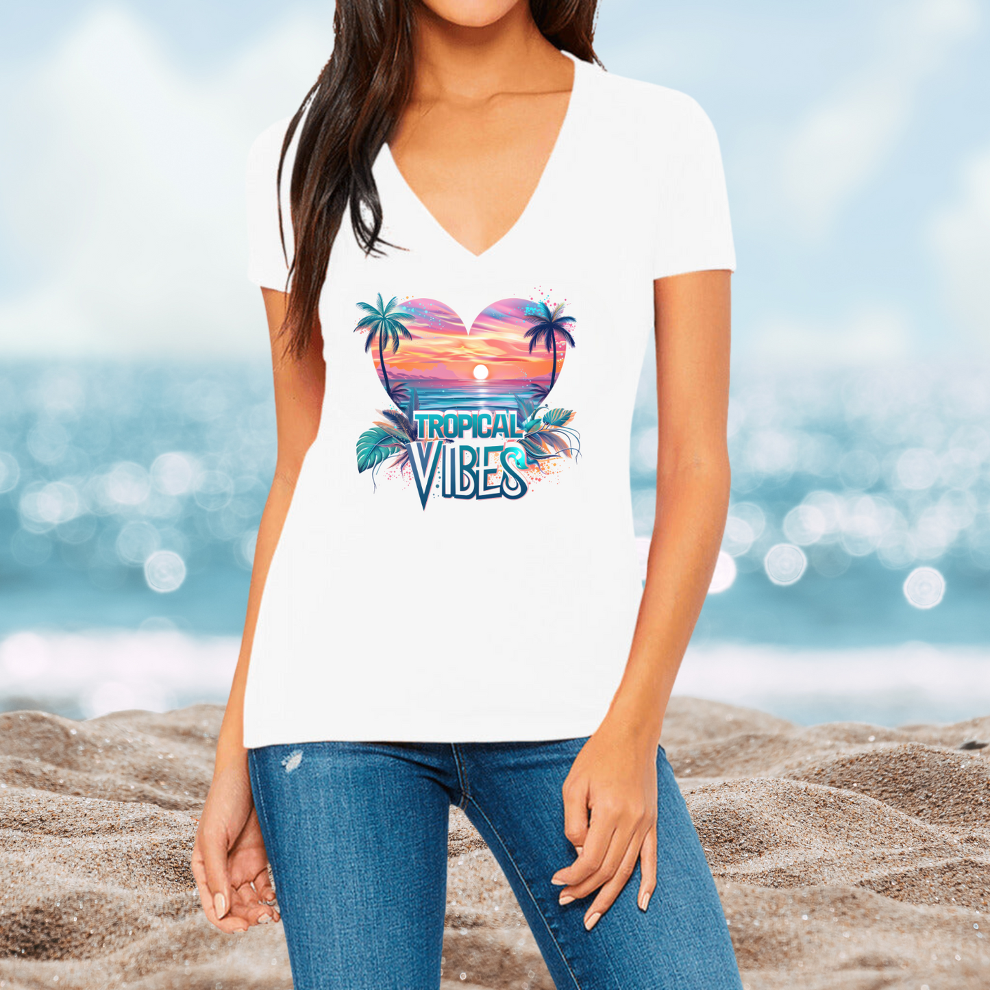 Tropical Vibes V-Neck T-Shirt