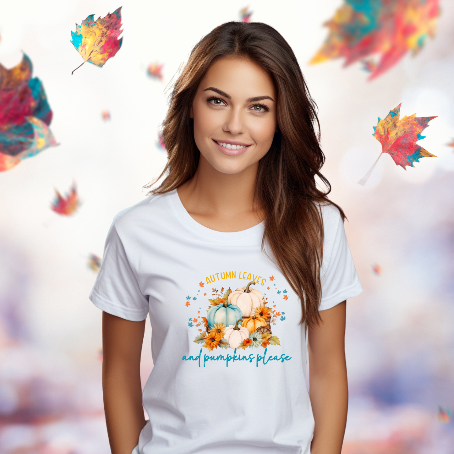 Autumn Leaves & Pumpkins Please T-Shirt