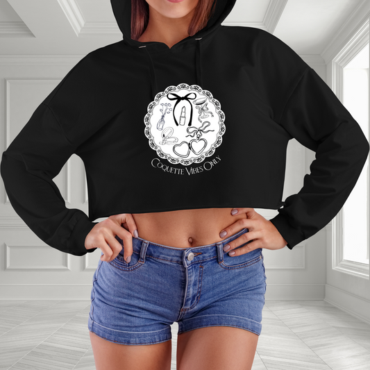 Coquette Vibes Only Crop Hoodie