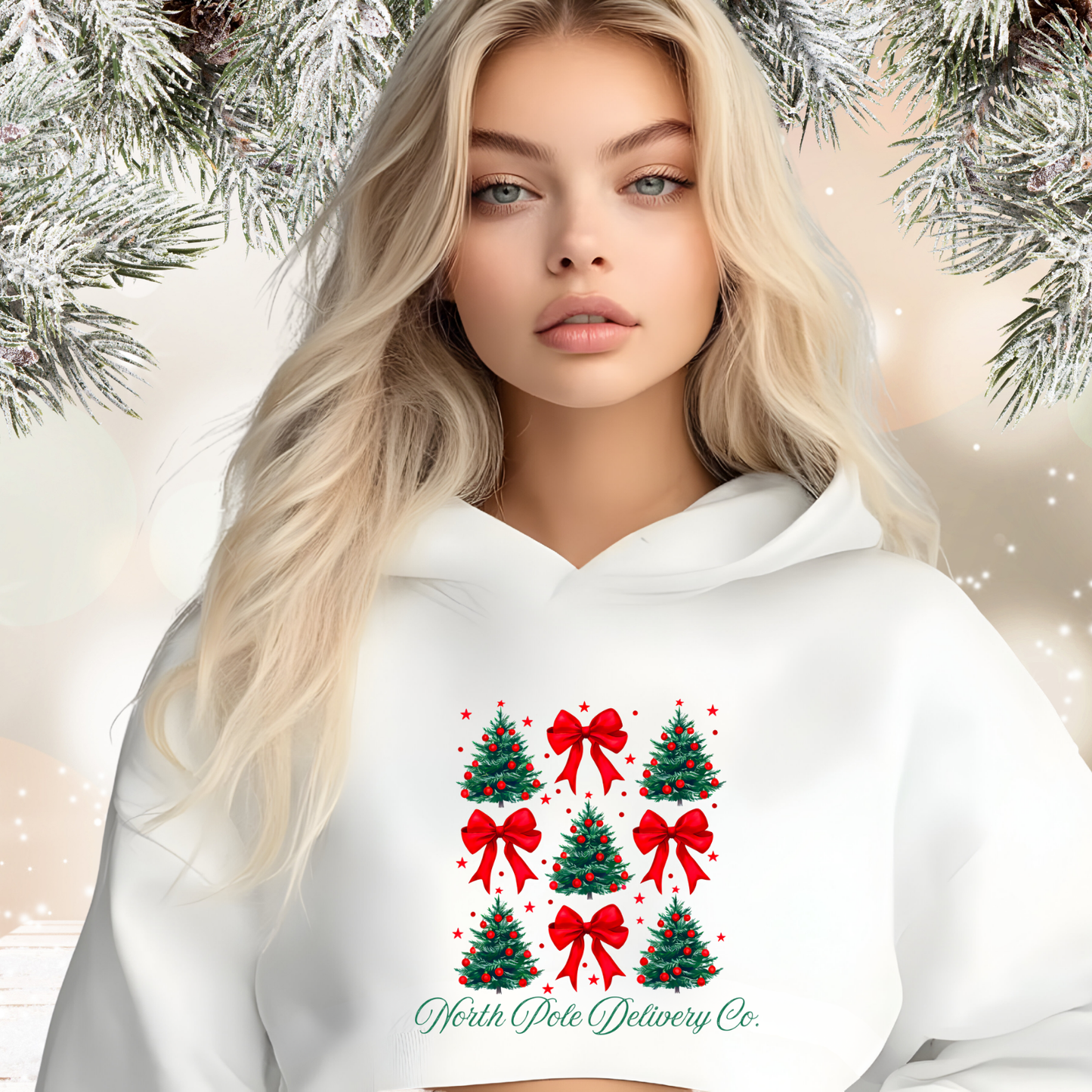 North Pole Delivery Co. Crop Hoodie