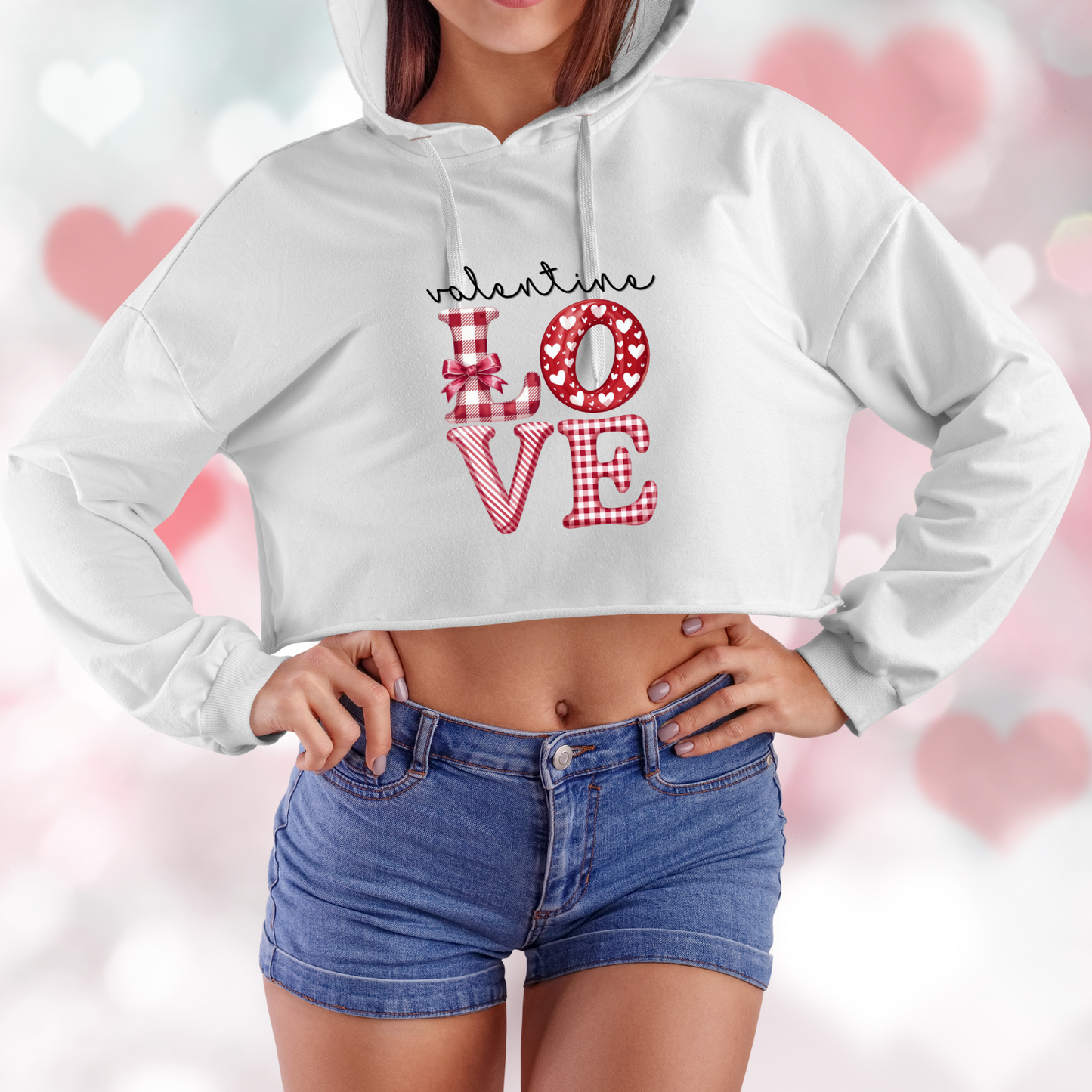 Valentine Love Crop Hoodie