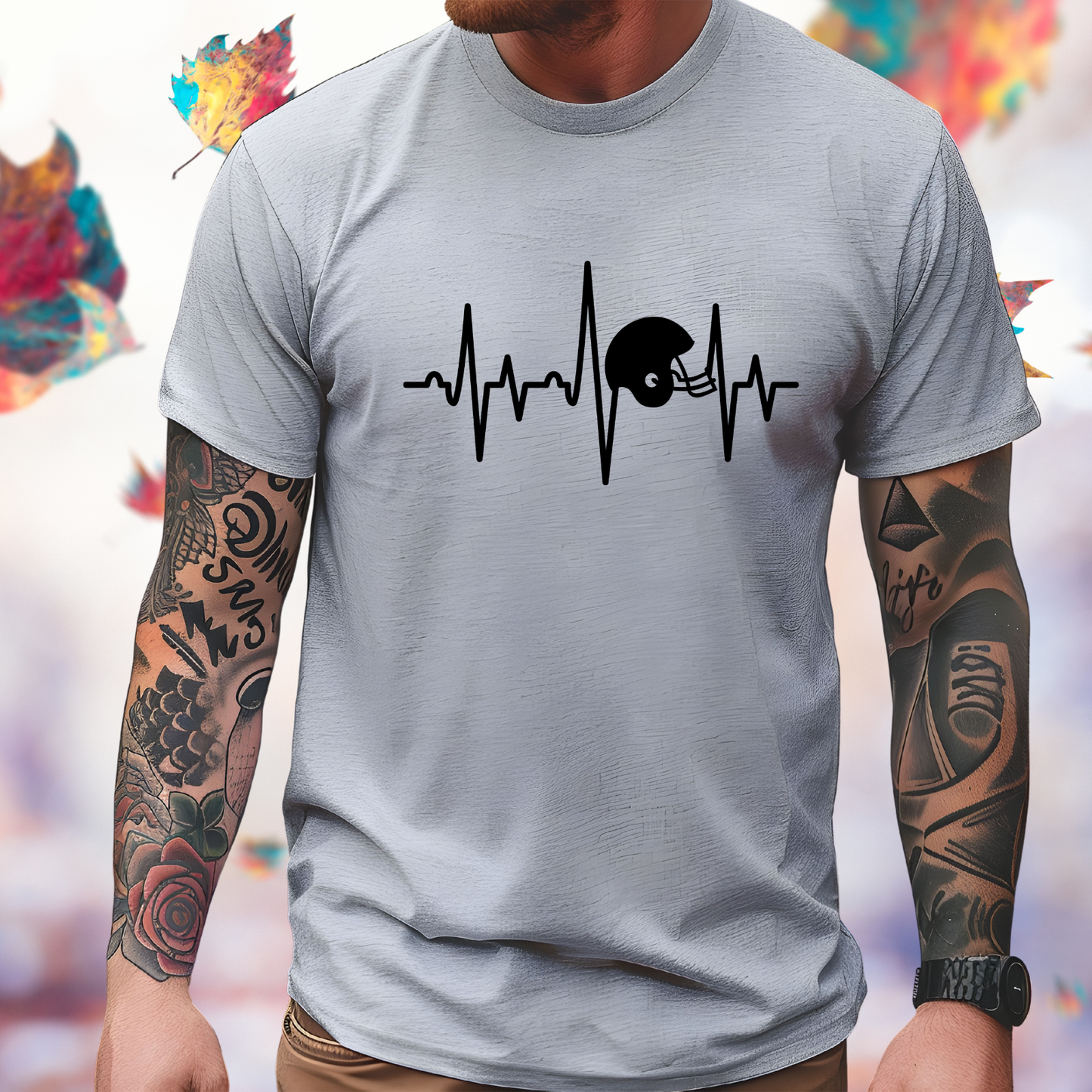 Football Helmet Heartbeat T-Shirt
