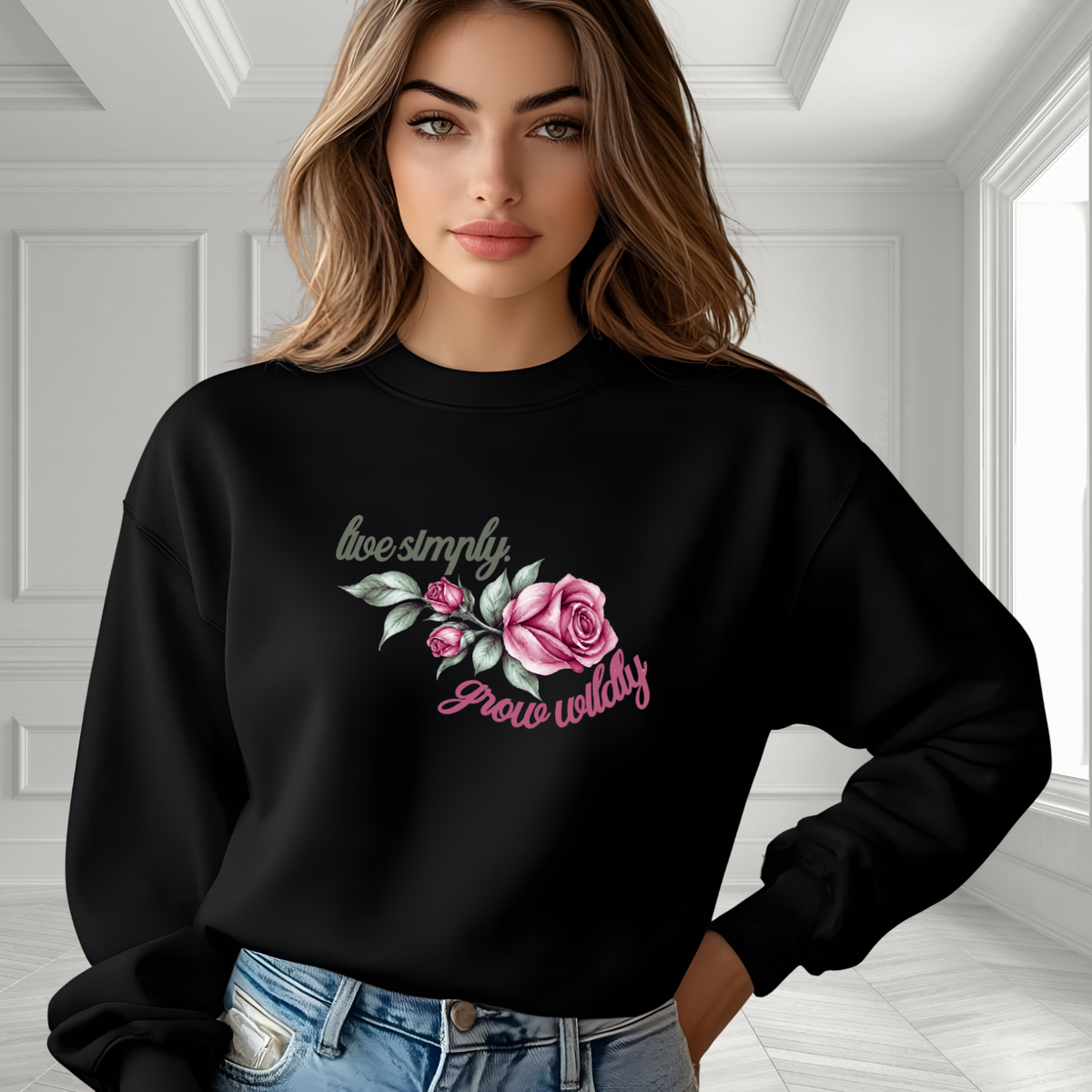 Live Simply, Grow Wildly Crewneck Sweatshirt