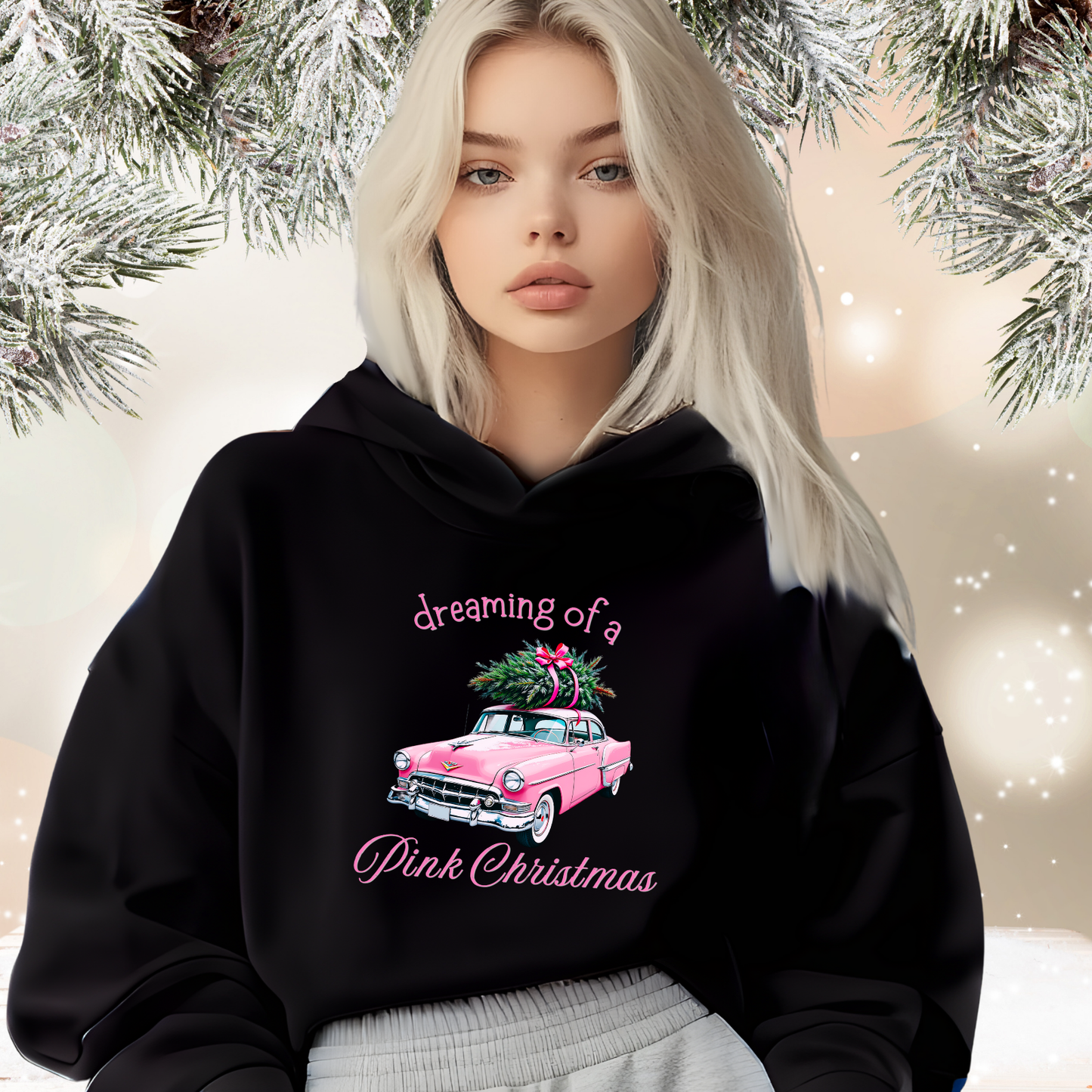 Dreaming Of A Pink Christmas Crop Hoodie
