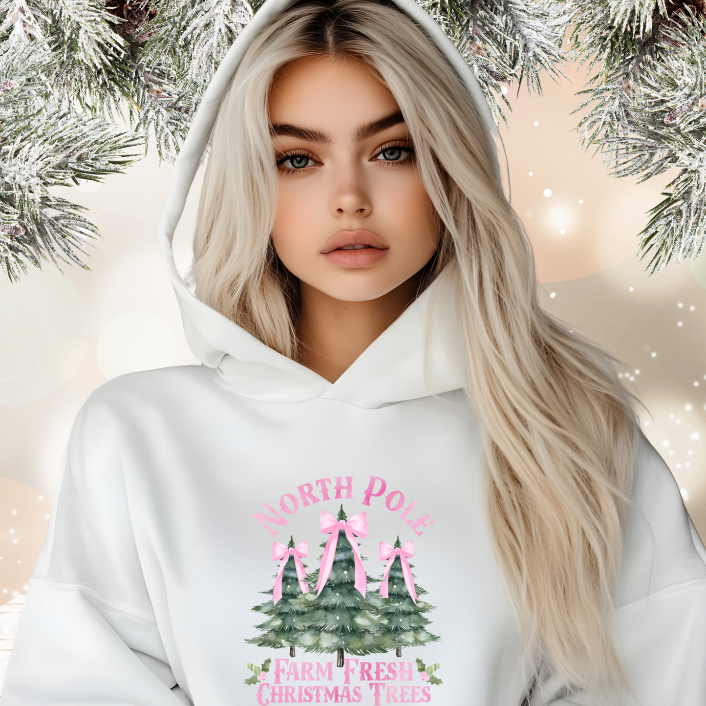 North Pole Christmas Trees Crop Hoodie