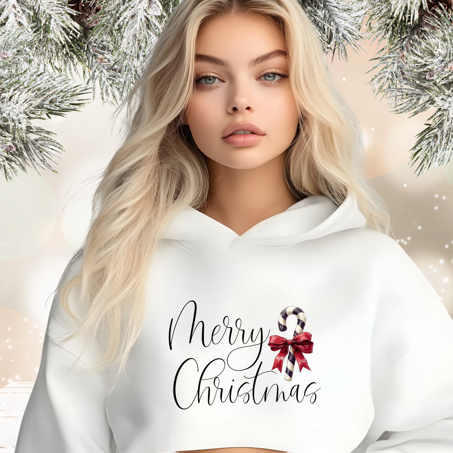 Merry Christmas Crop Hoodie