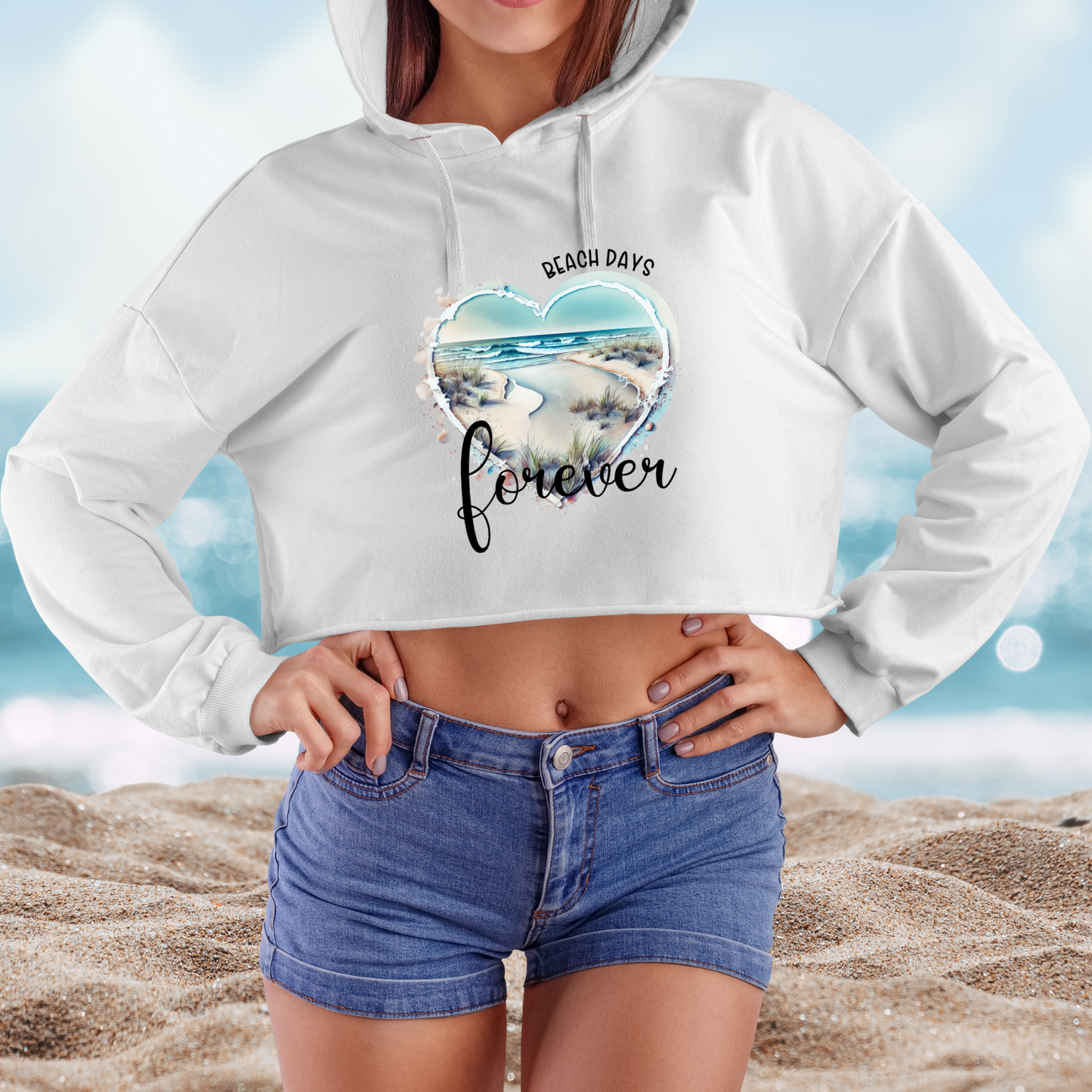 Beach Days Forever Crop Hoodie