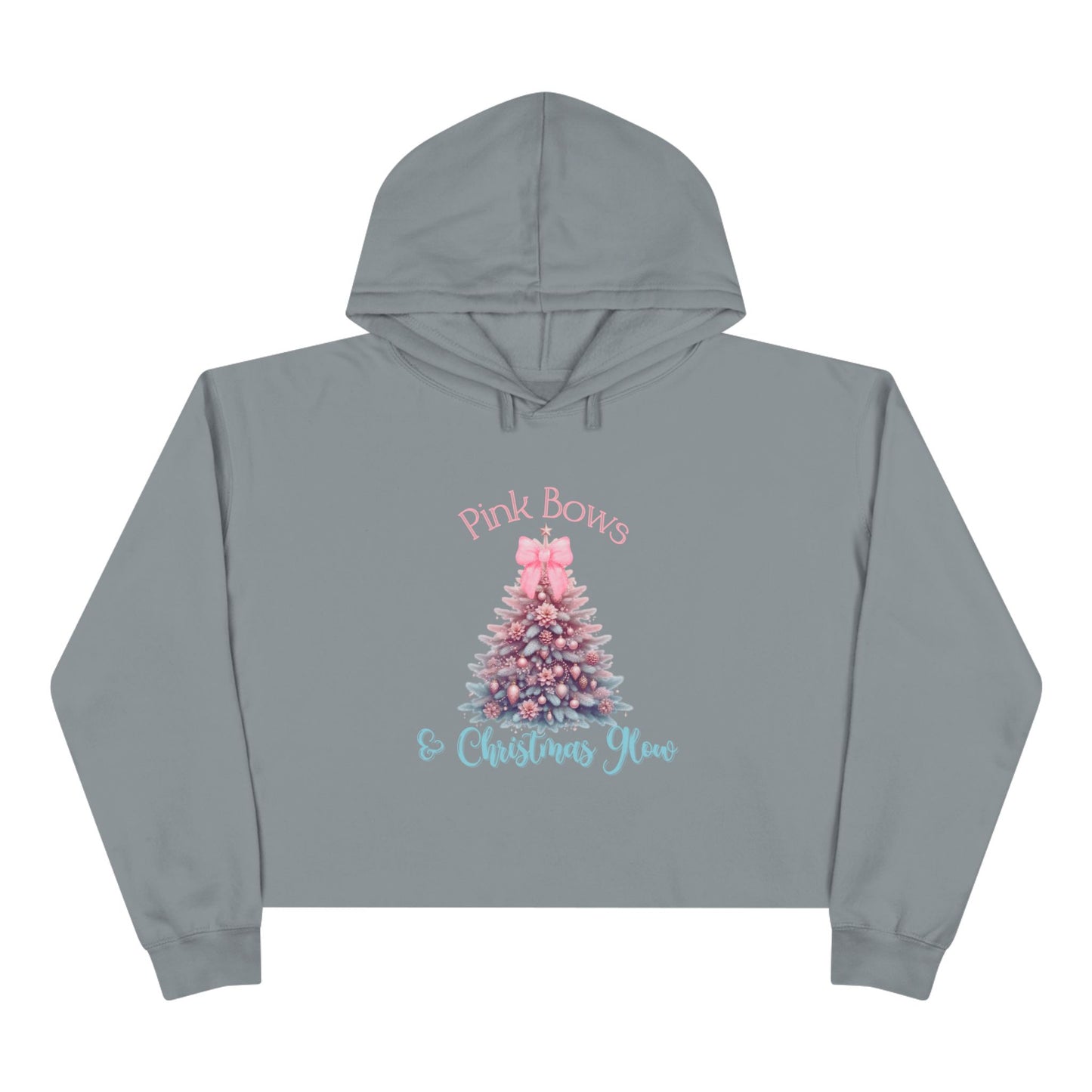 Pink Bows & Christmas Glow Crop Hoodie