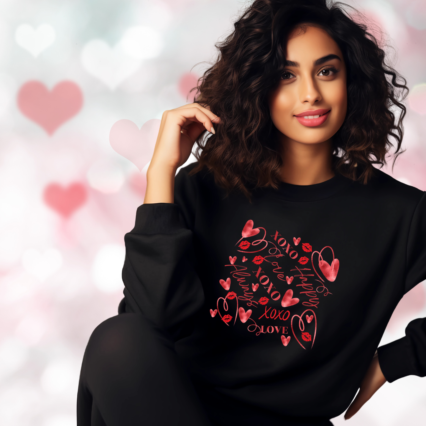 Valentine Word Art Crewneck Sweatshirt