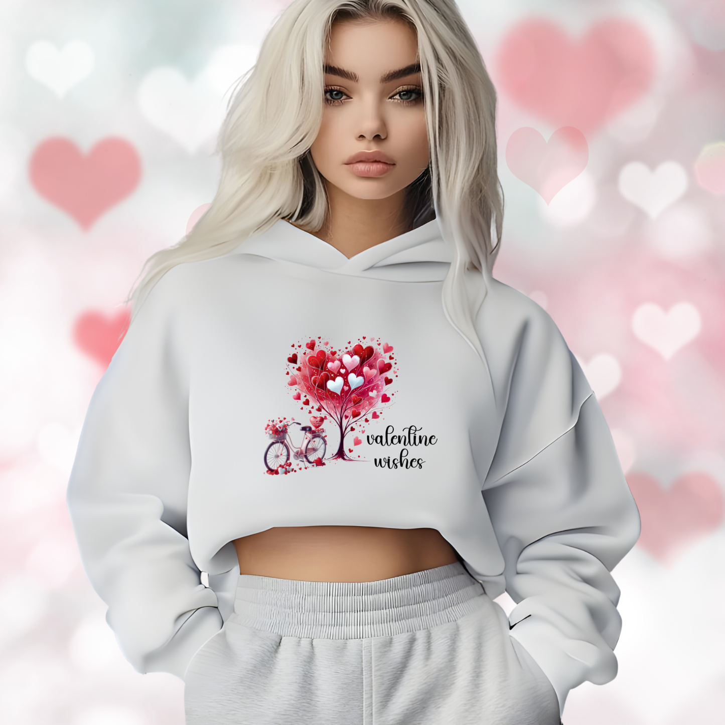 Valentine Wishes Crop Hoodie