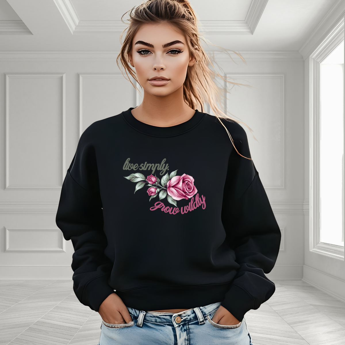Live Simply, Grow Wildly Crewneck Sweatshirt