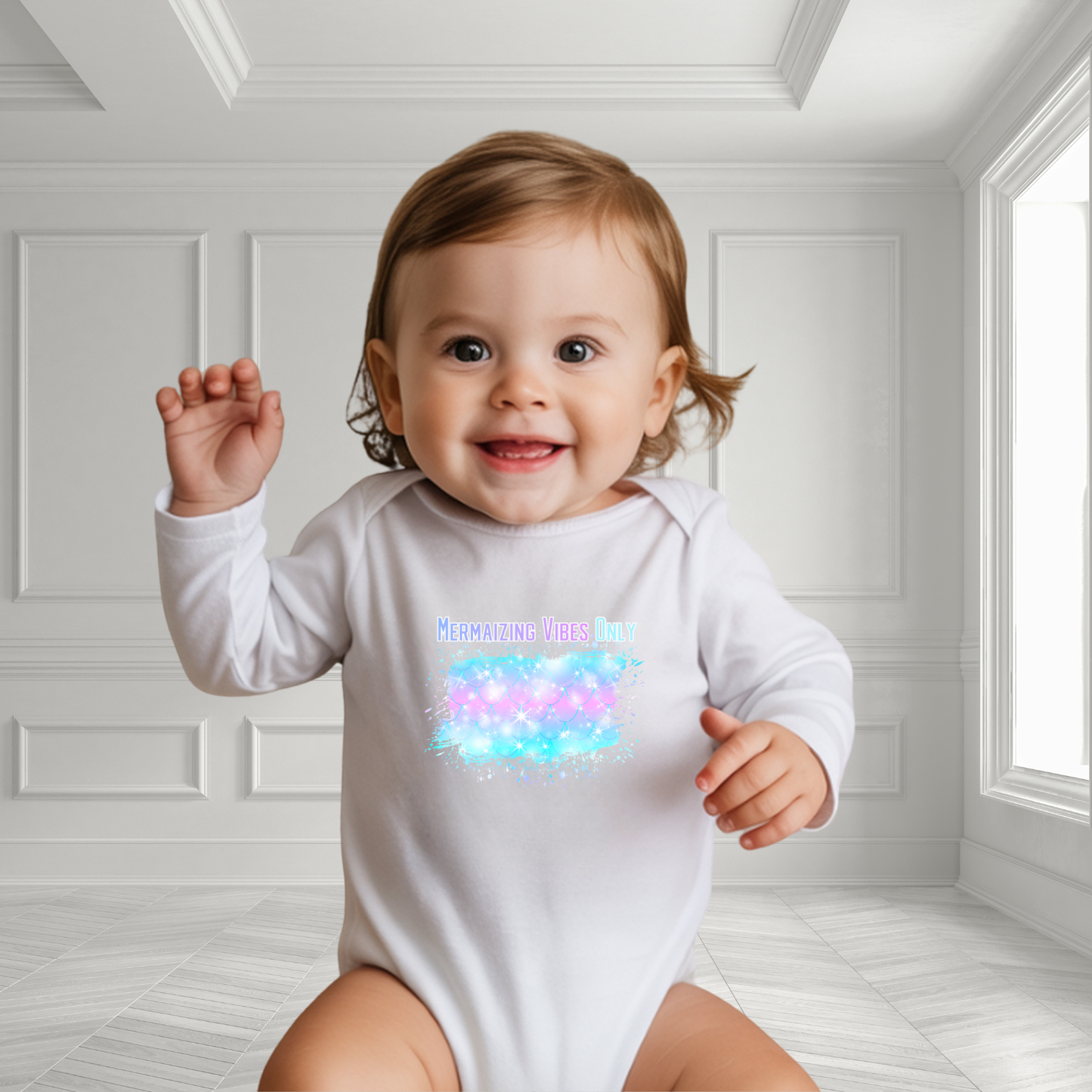 Mermaizing Vibes Only Infant Long Sleeve Onesie