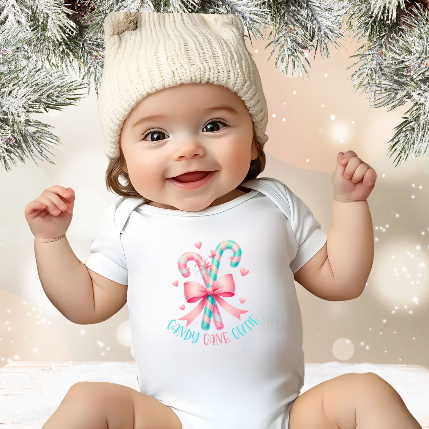 Candy Cane Cutie Infant Short Sleeve Onesie