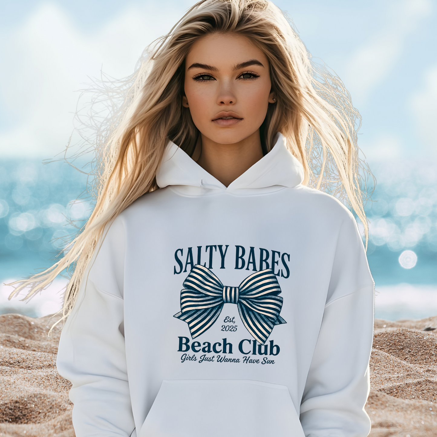 Salty Babes Beach Club Pullover Hoodie