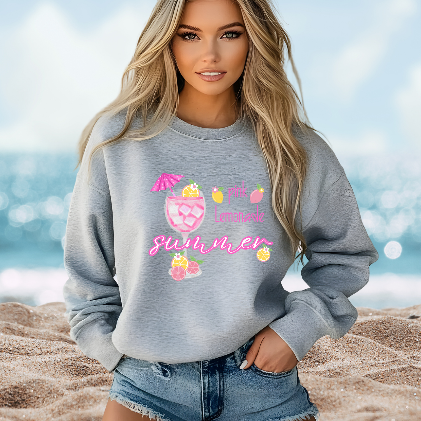 Pink Lemonade Summer Crewneck Sweatshirt