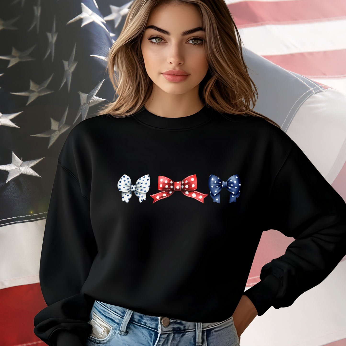 Patriotic Bows Crewneck Sweatshirt