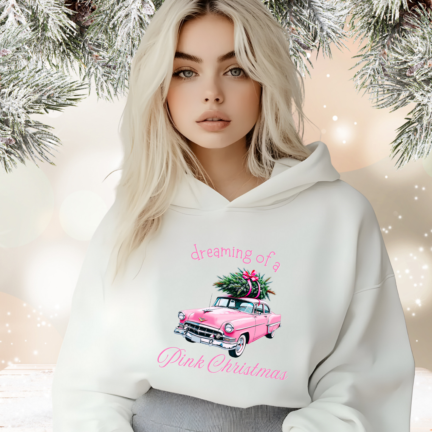 Dreaming Of A Pink Christmas Crop Hoodie