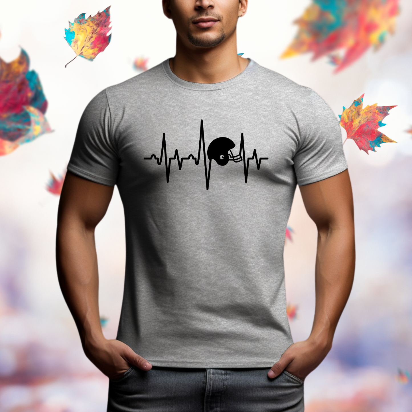 Football Helmet Heartbeat T-Shirt