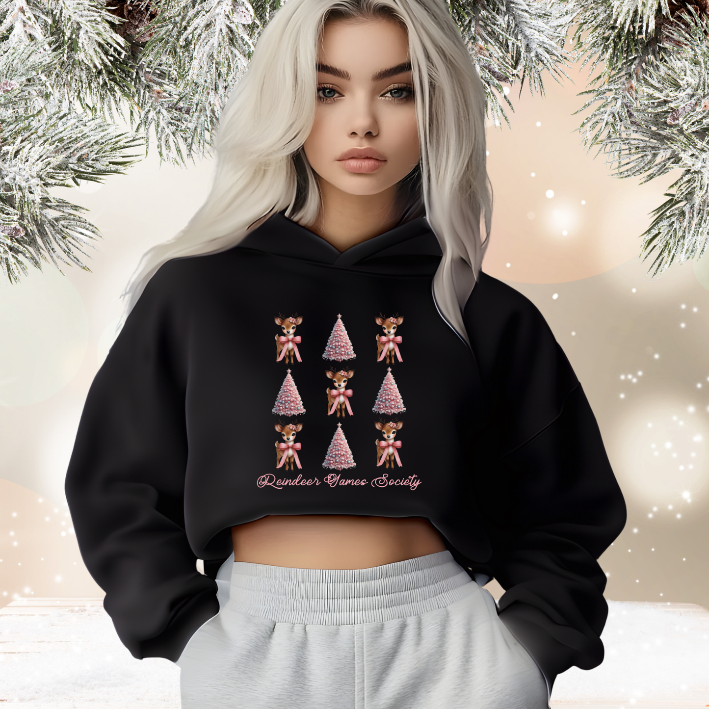 Reindeer Games Society Crop Hoodie